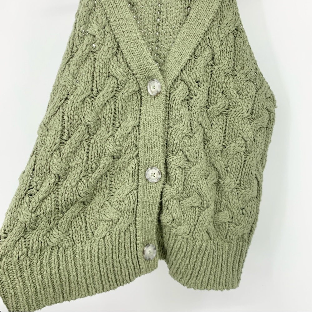 Anthropologie Green Knit Button-Down Top - Picture 5 of 11